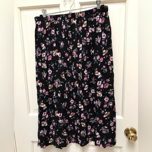 Vintage Rayon Printed Skirt Flowers and Hats Size: 16